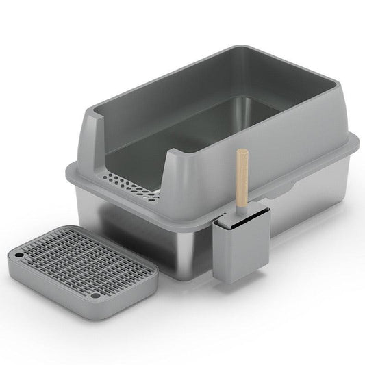 Semi Closed Stainless Steel Large Cat Litter Box - ri-son