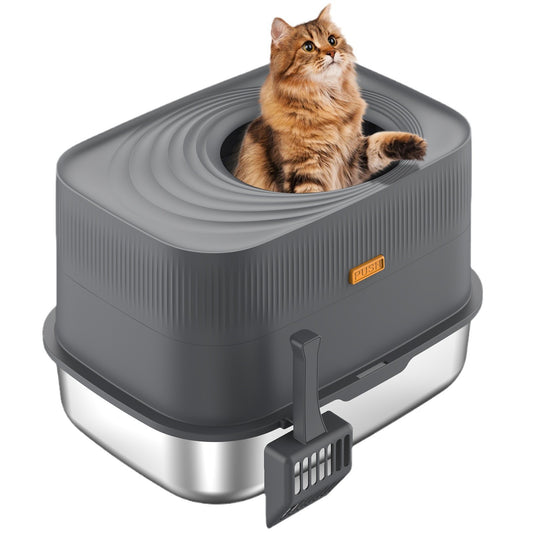 Top-entry stainless steel large cat litter box - ri-son