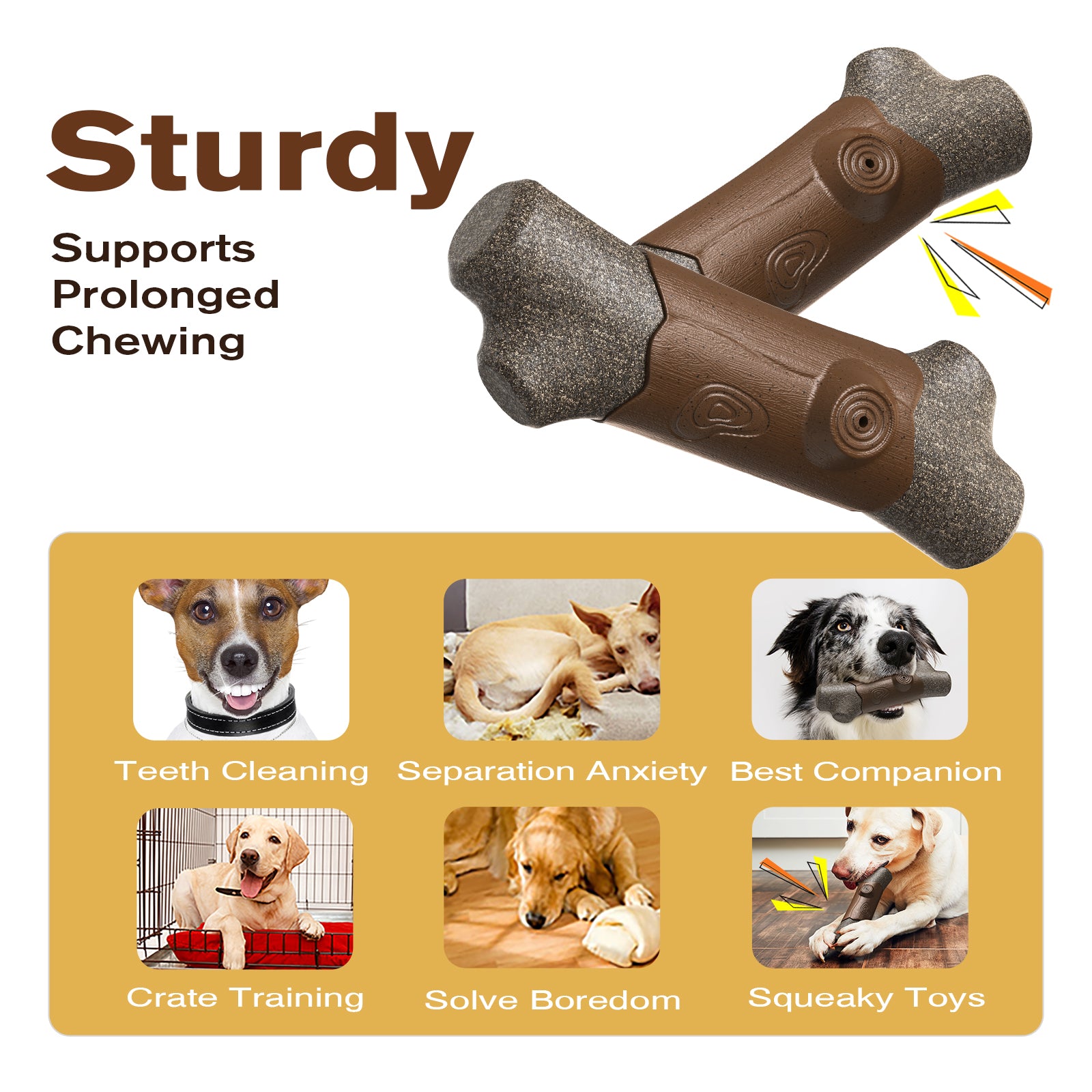 Dog Squeaky Chew Branch Toys for Heavy Chewers