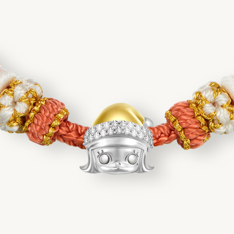 close look of POPOP Molly Soft Woven Fabric Silver Bracelet 