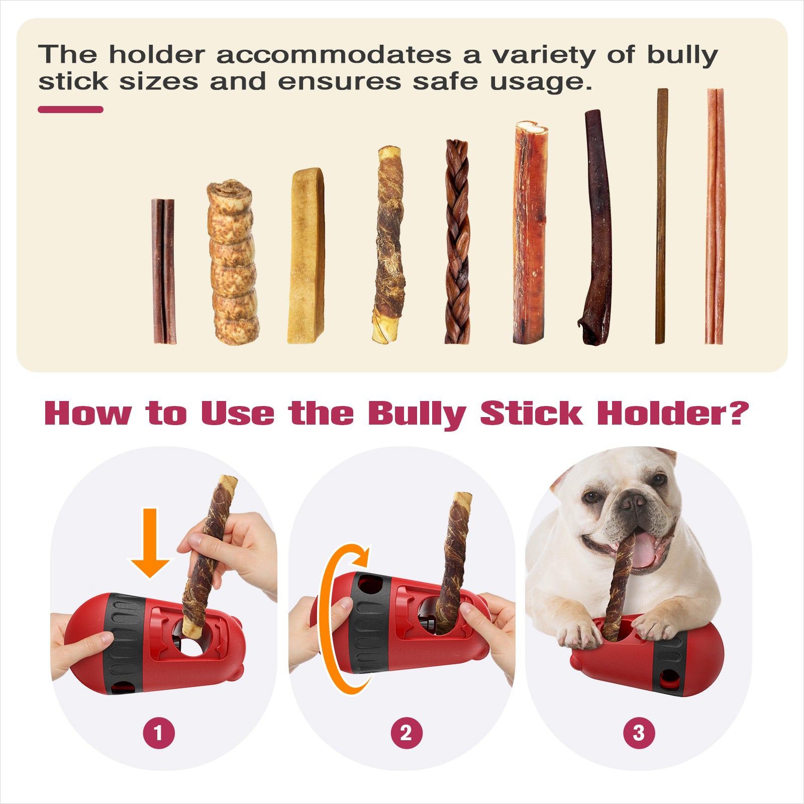 2 in 1 Food Dispenser &  Bully Stick Holder for Dogs