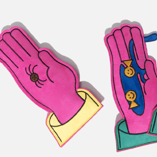 Pink Gloves Dog Squeaky Frisbee Toy