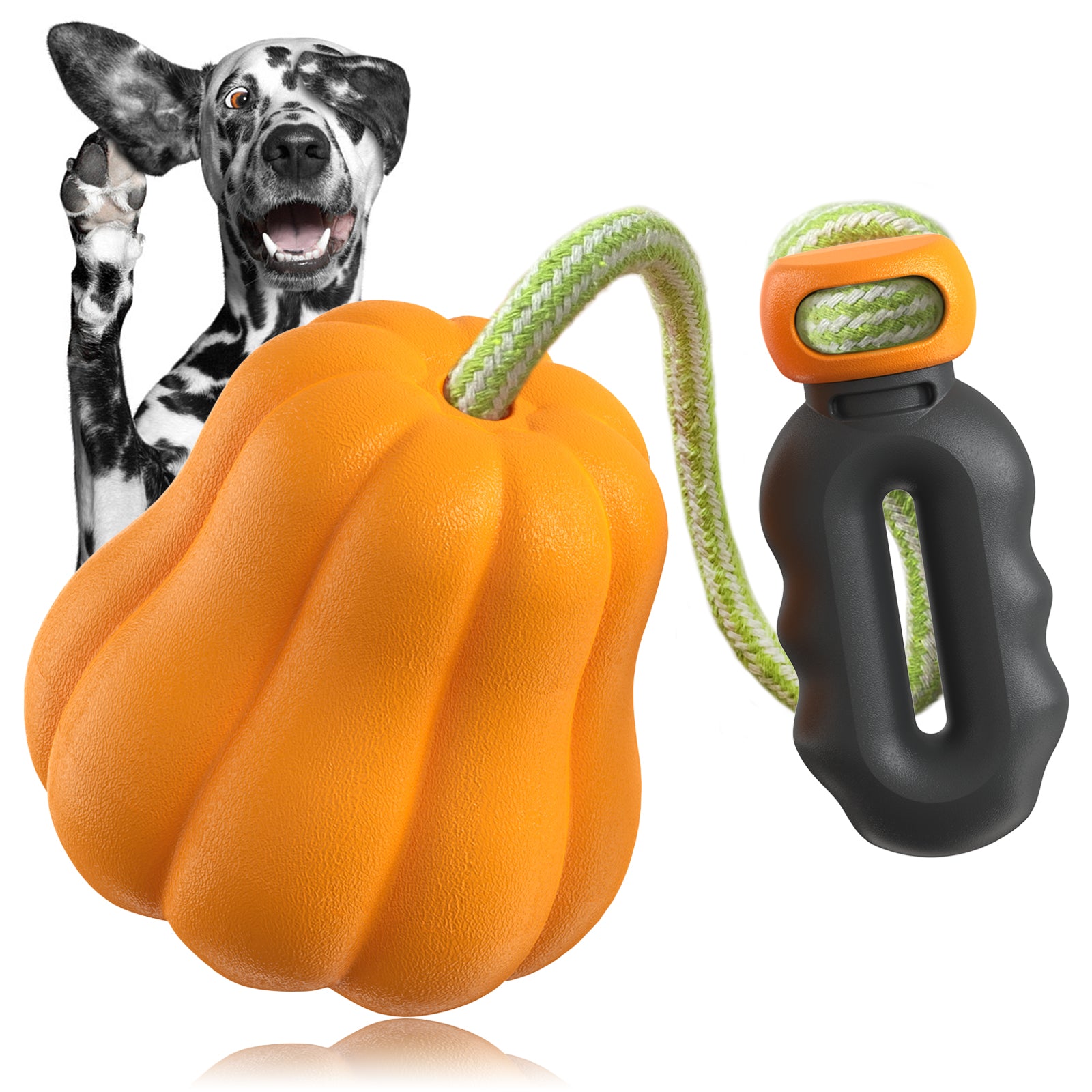 Squeaky Pumpkin Dog Chew Toy with Handler