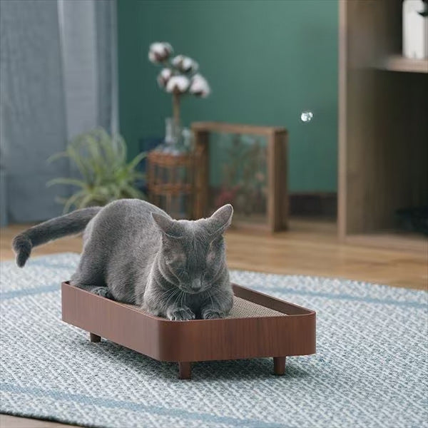 Durable Wooden Cat House with Integrated Scratching Board