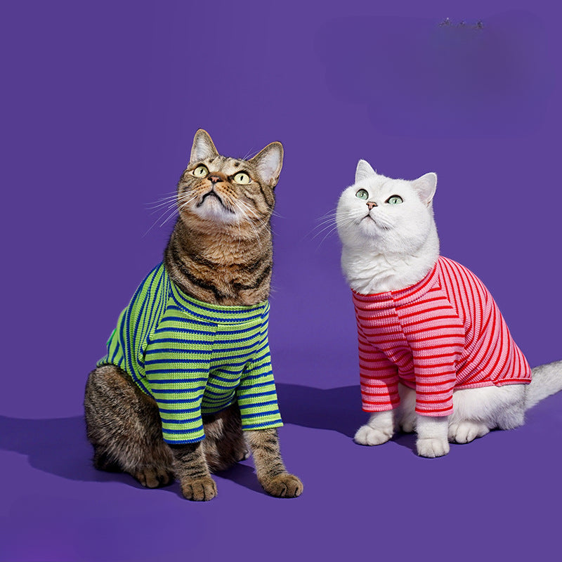 Zeze Striped Skin-Friendly Base Shirt for Cats & Dogs green and pink