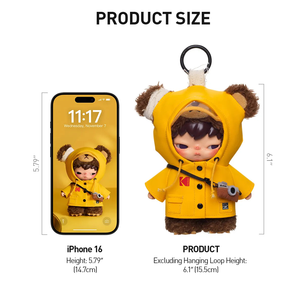 Hirono x Kodak Click Bear Plush Doll Pendant