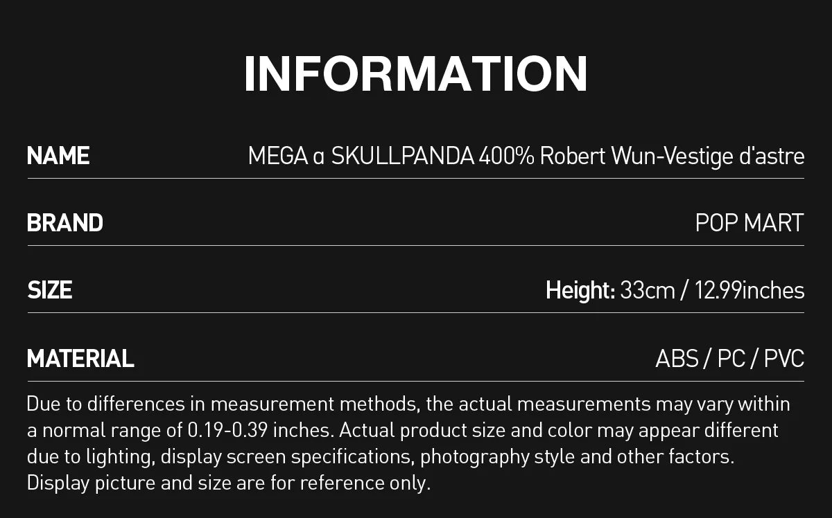 MEGA α SKULLPANDA 400% Robert Wun – Vestige d'astre