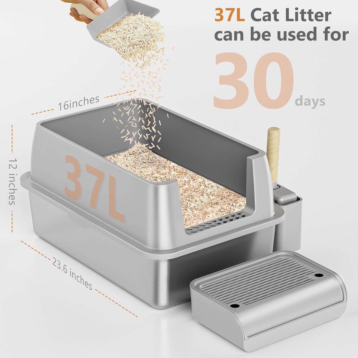 Metallic - Shield Spacious Cat Litter Box