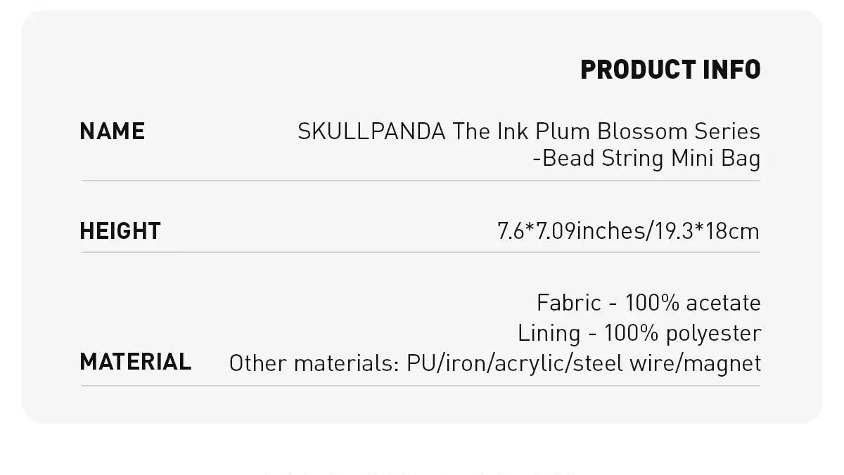 SKULLPANDA The Ink Plum Blossom Series-Bead String Mini Bag
