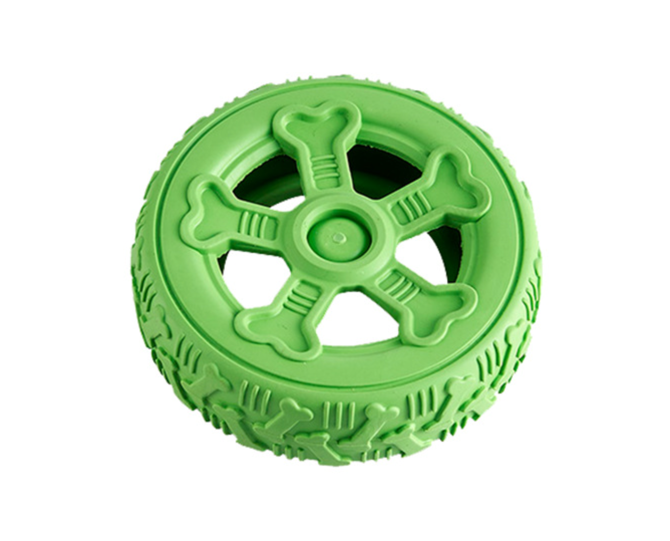 Green Wheel Dog  Chew Toys (Natural Rubber) ,Dog Toy for Aggressive Chewers - ri-son