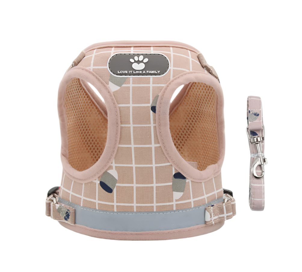 SMALL CAT &DOG Plaid REFELCTIVE Harness R-H01 