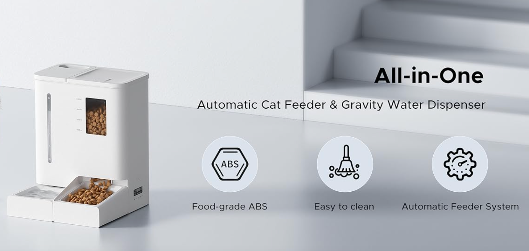 All(Wet&Dry)-in-One Automatic Cat Feeder  - 4L Water and 5L Food Dispenser for Cats R-F03 - ri-son