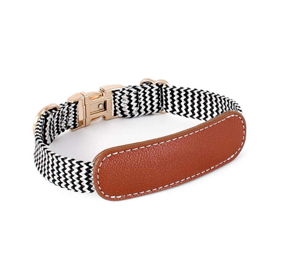 Luxury, Soft Leather Dog Collar With Fabric - ri-son