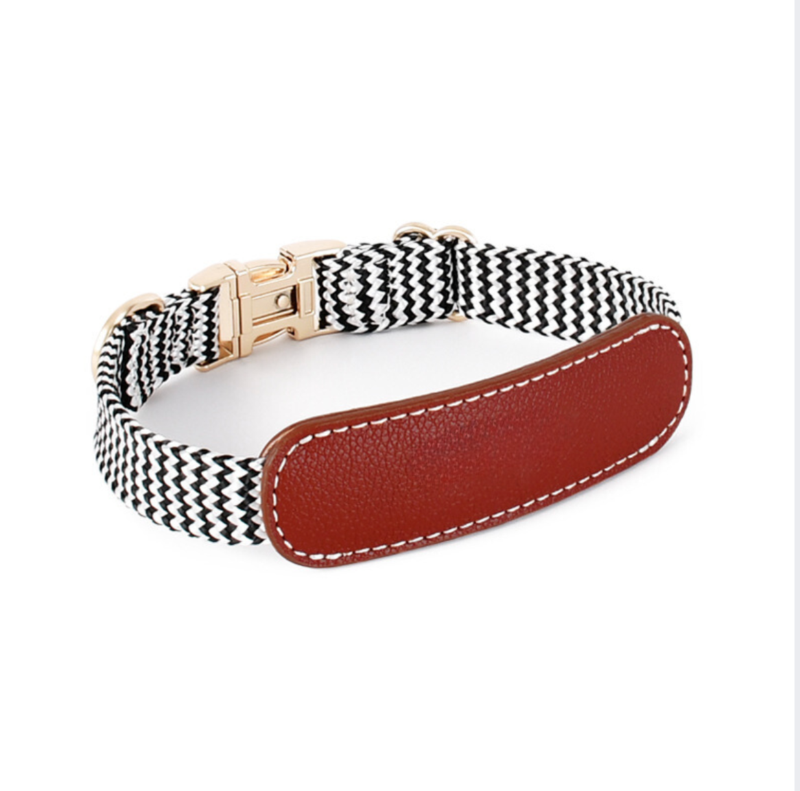 Luxury, Soft Leather Dog Collar With Fabric - ri-son