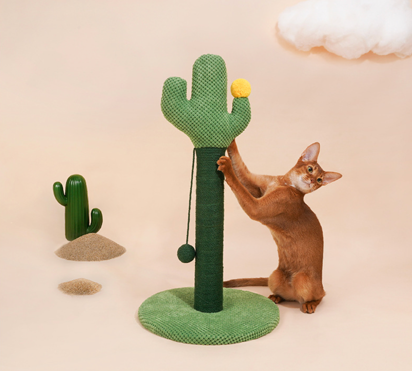 Zeze Cactus Sisal Cat Scratching Post, Cat Vertical Scratcher - ri-son