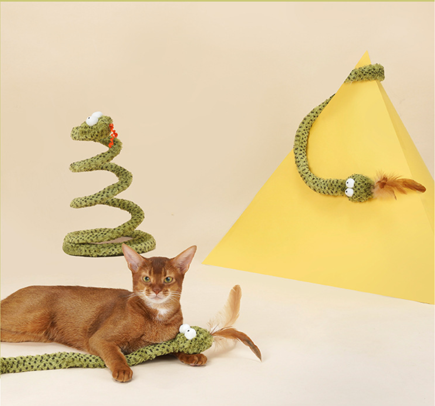 Zeze Plush Teaser Wand Cat Toy, Cat Vertical Toy, Cat Teaser Stick with Dumb Snake - ri-son