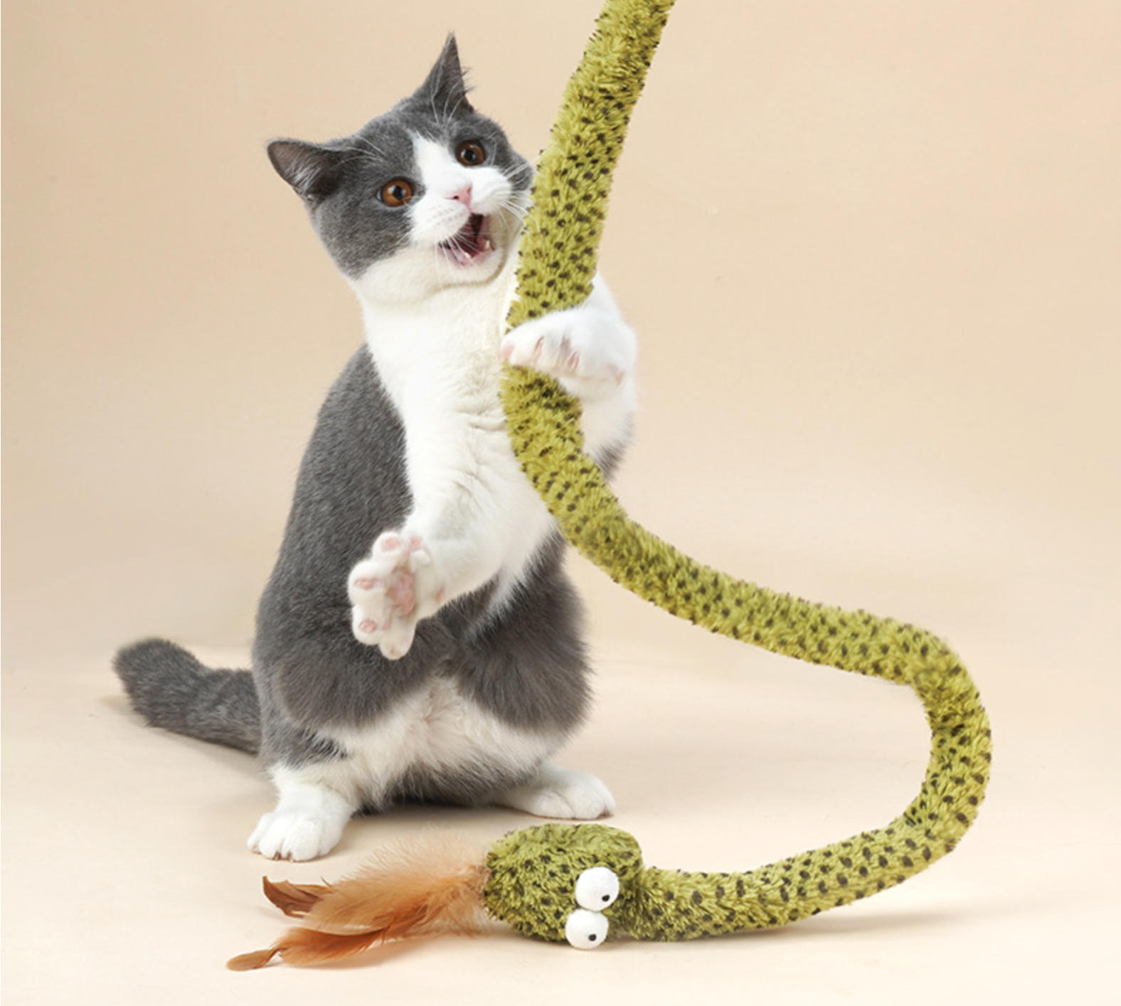 Zeze Plush Teaser Wand Cat Toy, Cat Vertical Toy, Cat Teaser Stick with Dumb Snake - ri-son