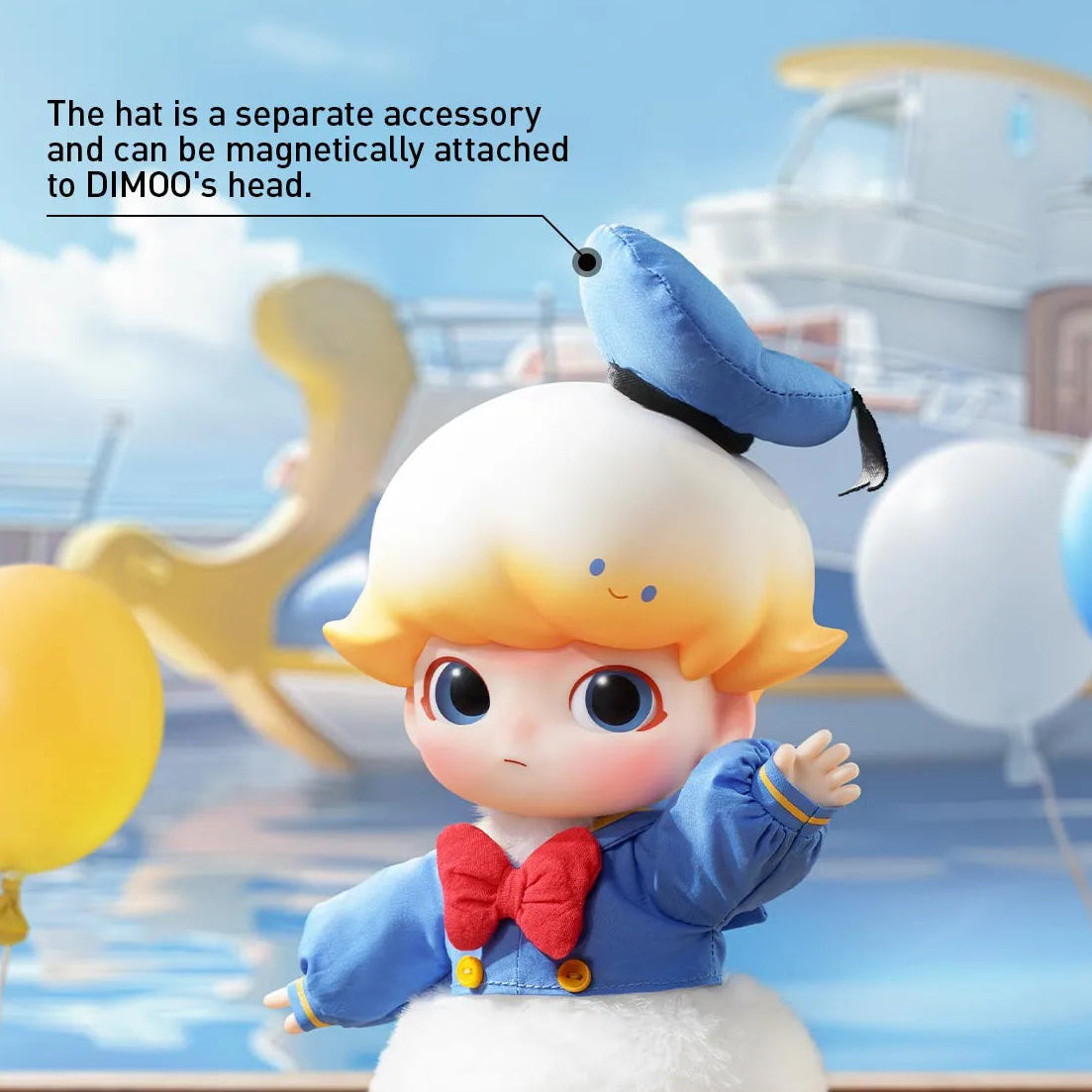 Animated character with a blue hat in a colorful setting