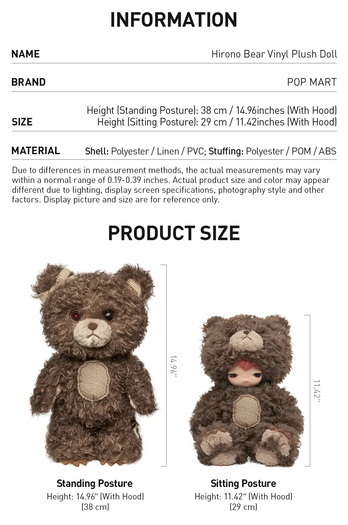 Hirono Bear Vinyl Plush Doll