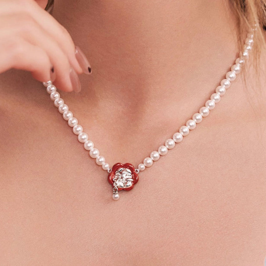 CRYBABY Crying for Love Red Rose Pearl Tear Jewelry Set