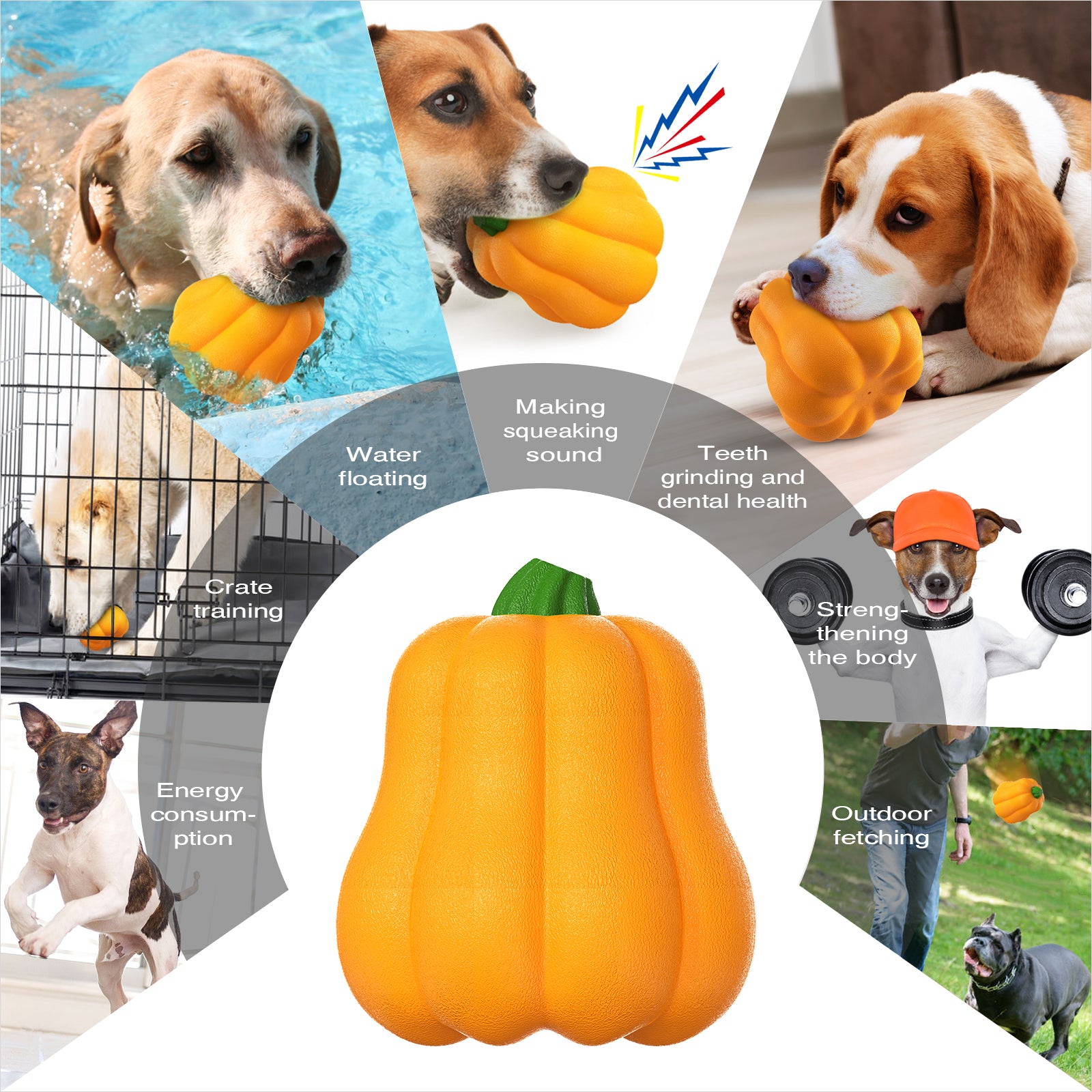 Squeaky Pumpkin Dog Chew Toy