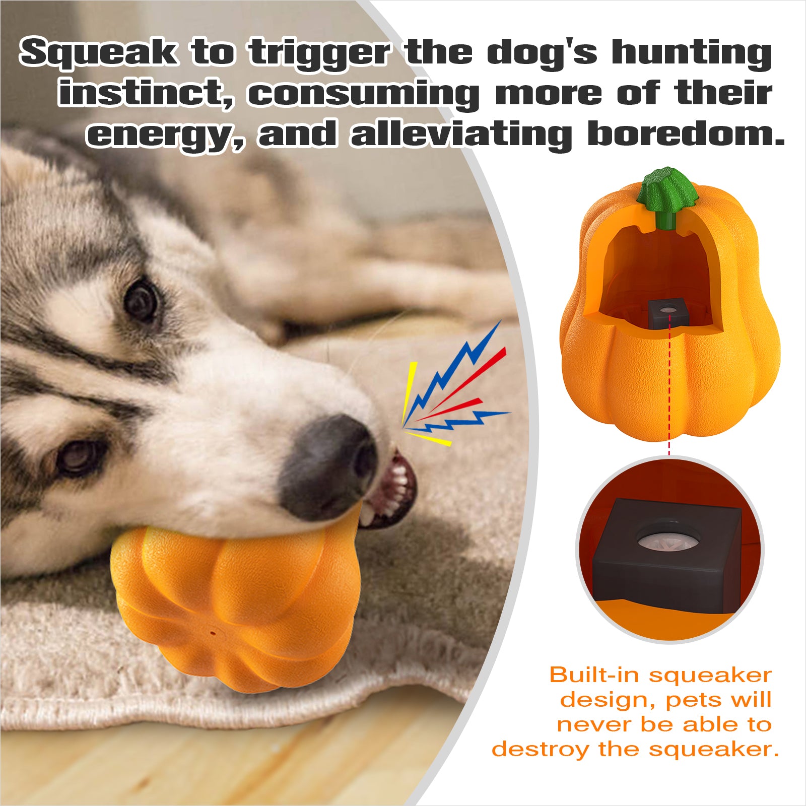 Squeaky Pumpkin Dog Chew Toy