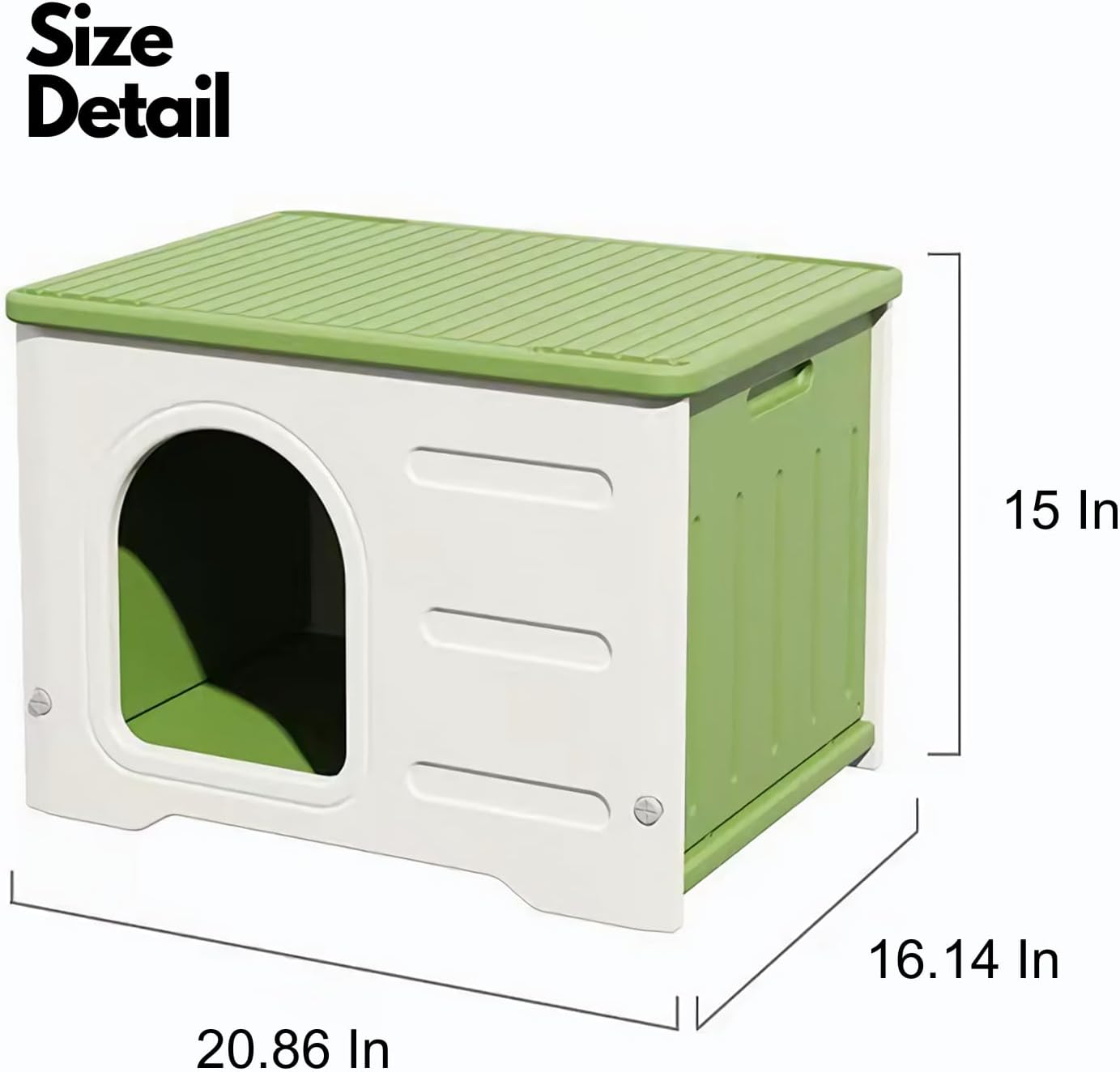 Plastic Outdoor Cat House, Removable Waterproof Shelter with Soft Cashmere Cushion, All-Season, Windproof and Rainproof,  Patio Use, Easy Assemble - ri-son