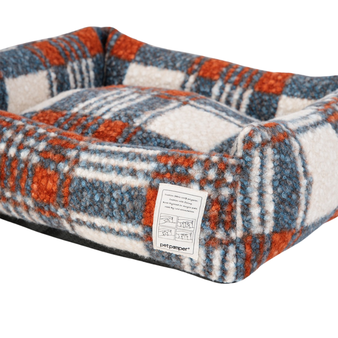 Wool Felt Checked Dog Bolster Bed - ri-son