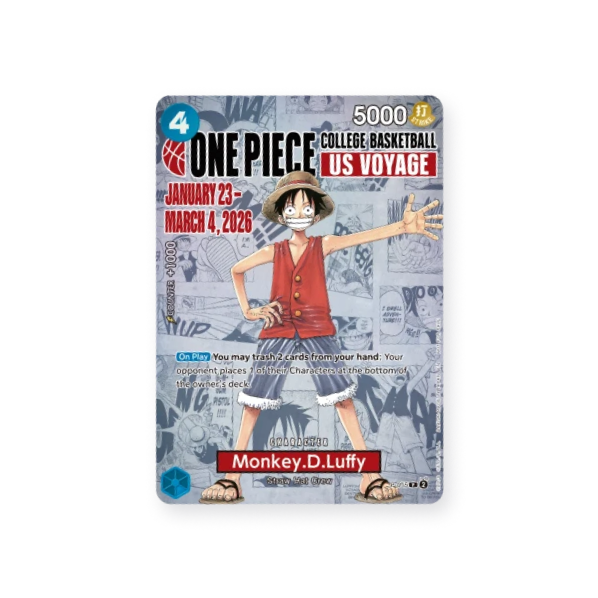 One Piece Monkey D. Luffy P-055 College Basketball US Voyage English Promo Card