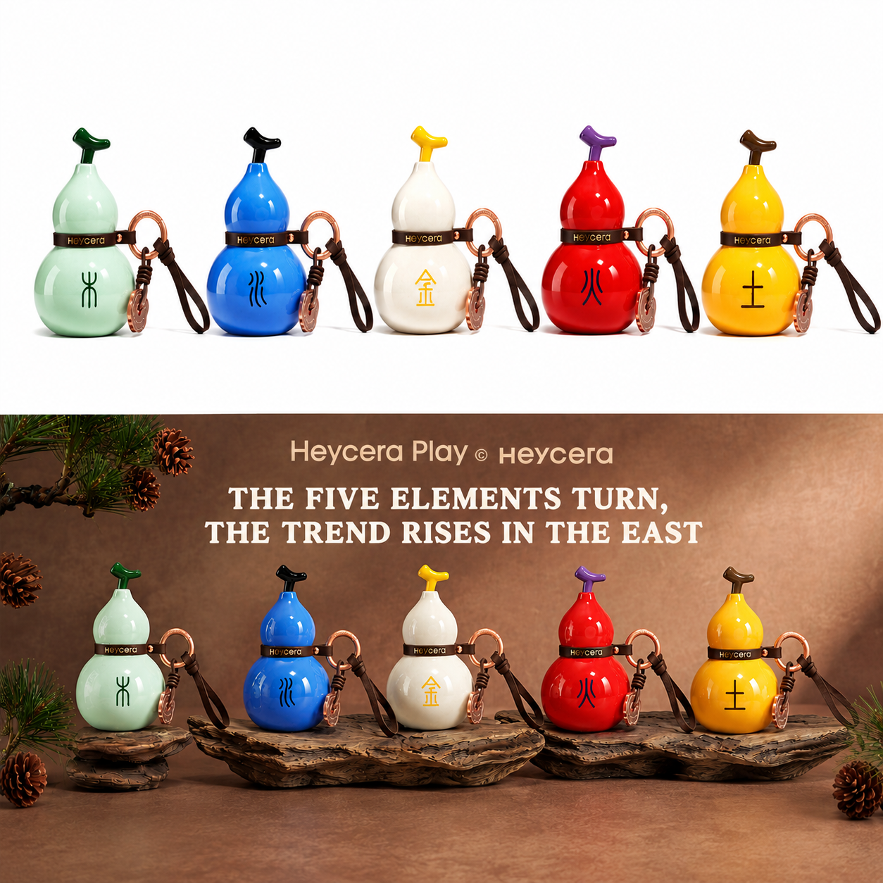 Heycera Five Elements Handmade Ceramic Gourd Bag Charm