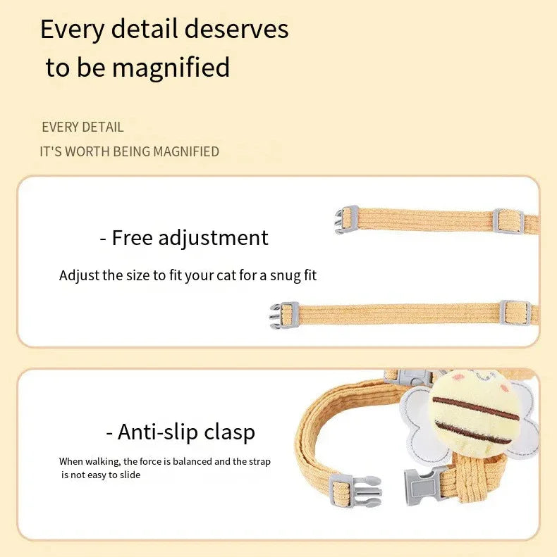 Product features of a pet leash with text on a beige background