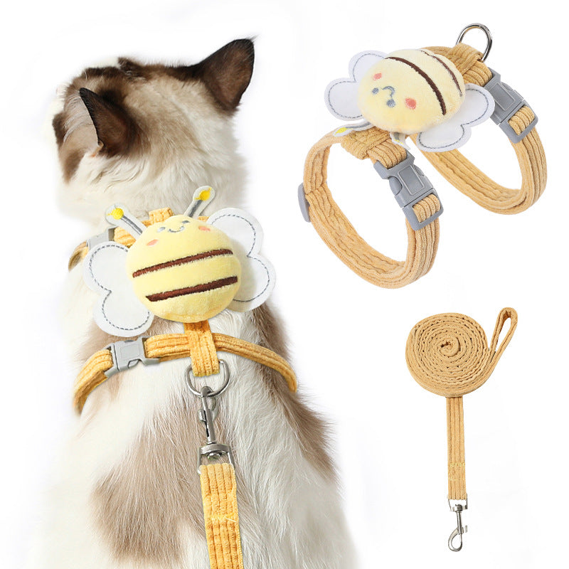 Cat bee corduroy Leashes R-H03 - ri-son