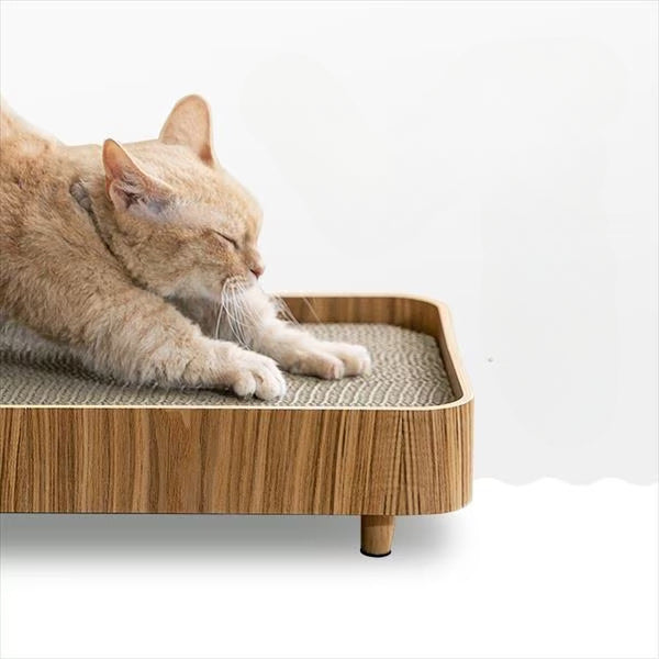 Durable Wooden Cat House with Integrated Scratching Board