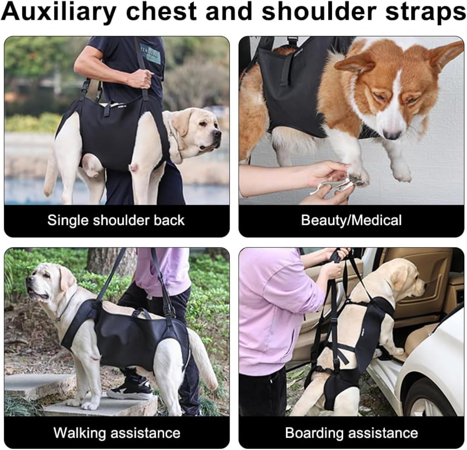 Dog Lift Harness, Adjustable Pet Walking Mobility Aid with Handles and Buckle for Aging Dogs, Disabled Dogs with Weak Feet R-PD60213 - ri-son