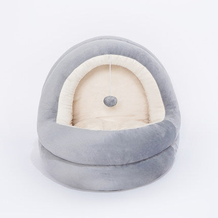 Zeze Cozy Mongolian Yurt Cat Beds with Playful Fur Ball