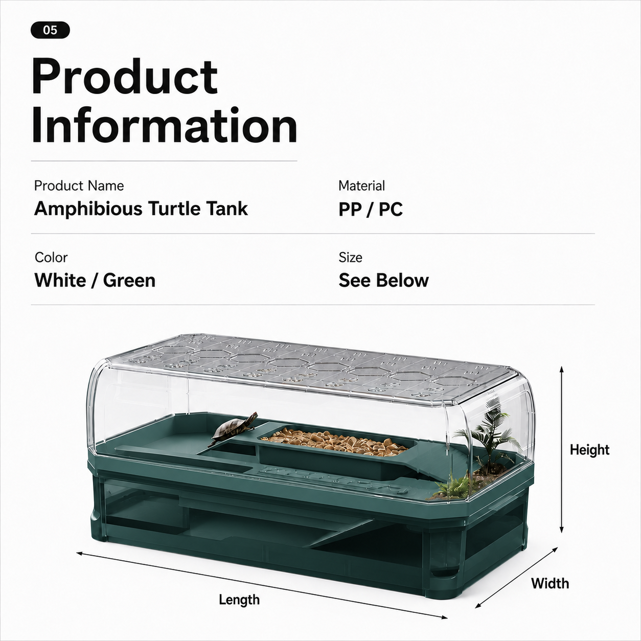Escape-Proof Turtle Tank with Easy Drainage