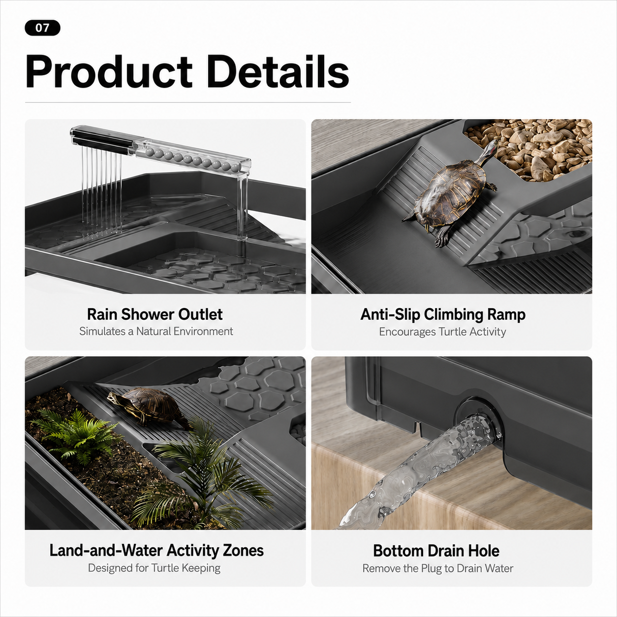 Escape-Proof Turtle Tank with Easy Drainage