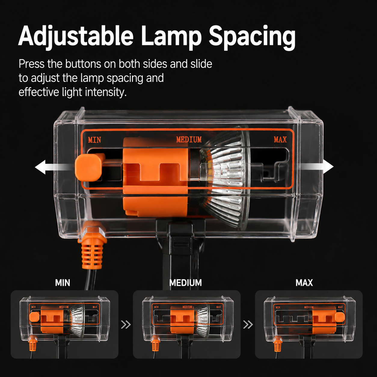 Adjustable Reptile Basking Lamp with 360° Clamp Stand