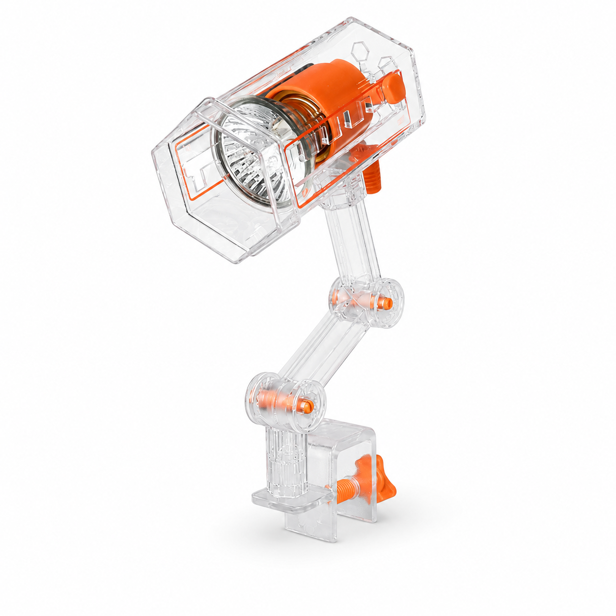 Adjustable Reptile Basking Lamp with 360° Clamp Stand