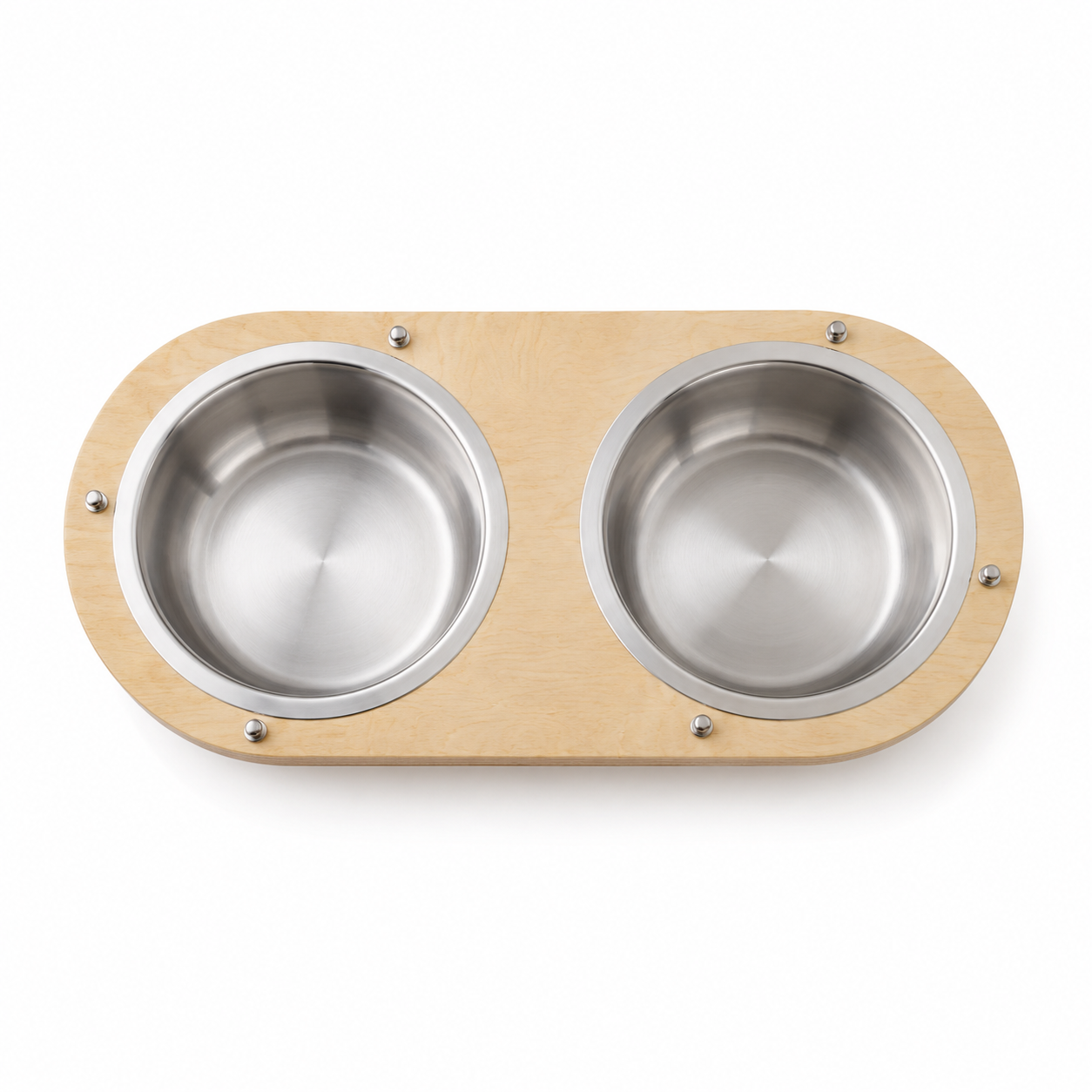 Wooden Elevated Pet Feeder with Stainless Steel Bowls