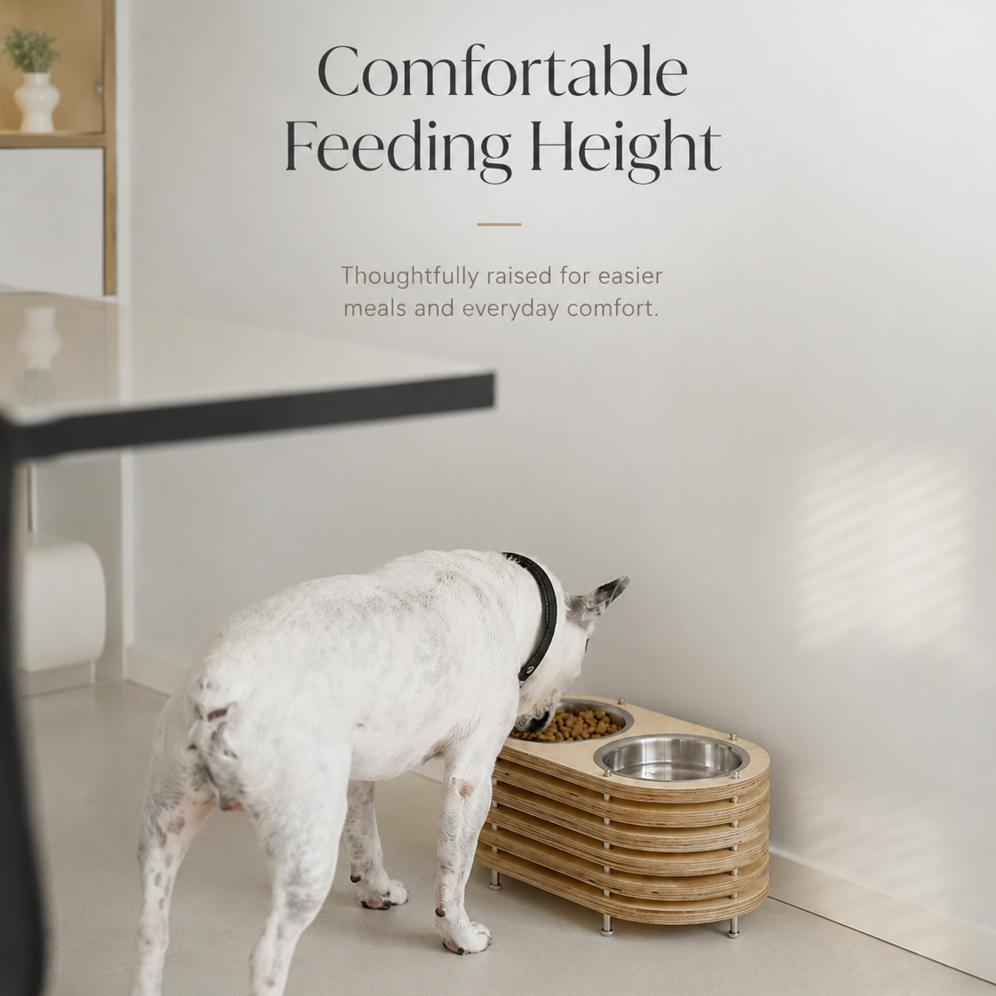 Wooden Elevated Pet Feeder with Stainless Steel Bowls