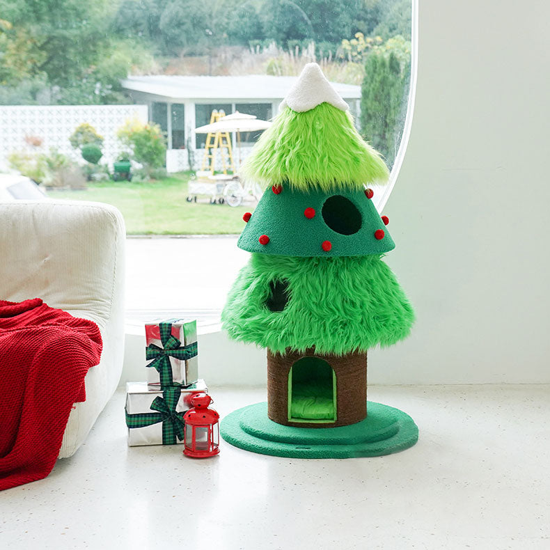 Christmas Tree Cat Tower with Scratching post