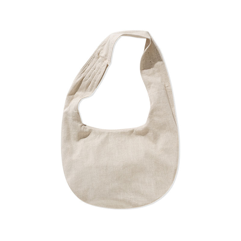 Hirono Living Wild – Sea Polar Song White Cotton-Linen Hobo Bag