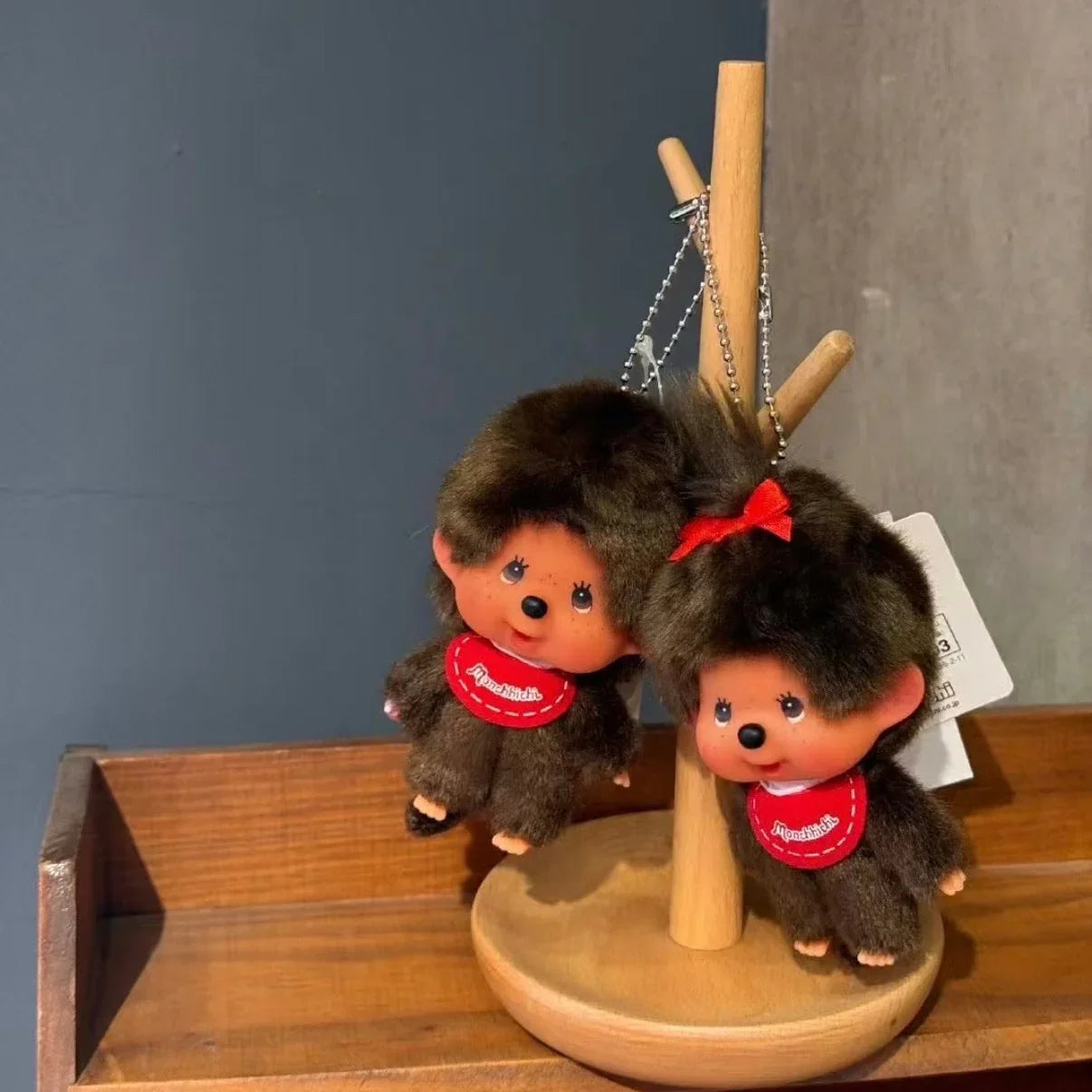 Monchhichi Plush Big Head Boy & Girl Keychain
