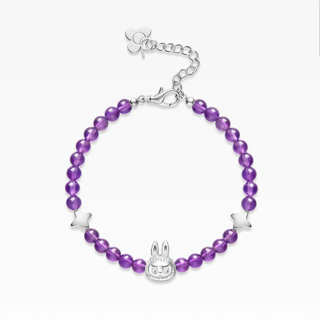 POPOP LABUBU Silver Crystal Bracelet - Purple Crystal at Ri-son