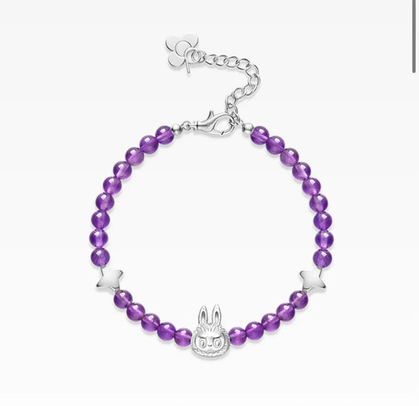 POPOP LABUBU Silver Crystal Bracelet - Purple Crystal at Ri-son