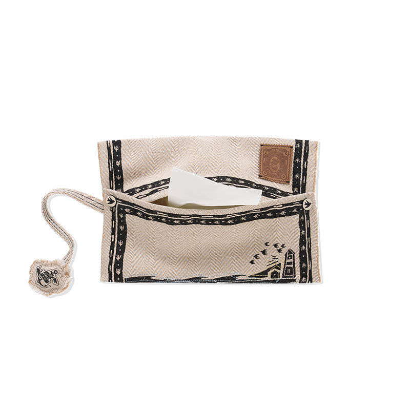 HIRONO Freedom Island Printed Embroidered Fabric Tissue Box
