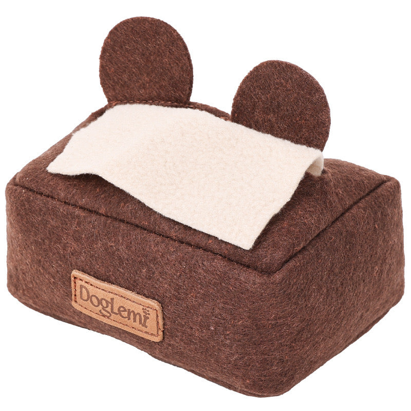  Tissue Box Interactive Puzzle & Snuffle Mat Dog Toy-Brown