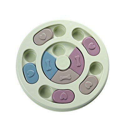 Two Tier Round Interactive Puzzle Dog Toy-green