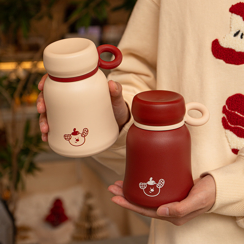 Festive 11.8 OZ Chestnut Puppy Insulated Mug with Leakproof Design